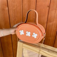 Women's Small Pu Leather Solid Color Flower Cute Zipper Crossbody Bag sku image 6