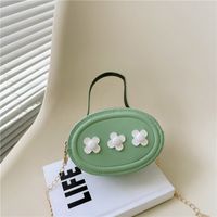 Women's Small Pu Leather Solid Color Flower Cute Zipper Crossbody Bag sku image 2