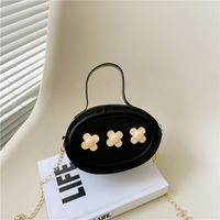Women's Small Pu Leather Solid Color Flower Cute Zipper Crossbody Bag sku image 3