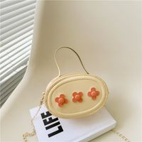 Women's Small Pu Leather Solid Color Flower Cute Zipper Crossbody Bag sku image 5
