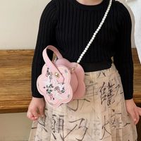Women's Small Pu Leather Flower Cute Vintage Style Zipper Crossbody Bag main image 1