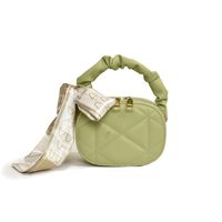 Women's Small Pu Leather Solid Color Cute Ribbon Oval Zipper Handbag main image 4