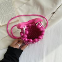 Women's Small Pearl Color Block Solid Color Cute Beading Square Open Crossbody Bag main image 5
