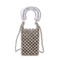 Women's Small Pearl Color Block Solid Color Cute Beading Square Open Crossbody Bag sku image 5