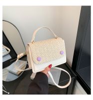 Women's Small Pu Leather Color Block Classic Style Streetwear Weave Square Flip Cover Crossbody Bag sku image 3