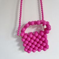 Women's Small Beads Solid Color Cute Beading Square Open Handbag sku image 1