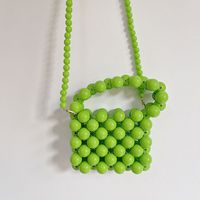 Women's Small Beads Solid Color Cute Beading Square Open Handbag sku image 2