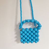 Women's Small Beads Solid Color Cute Beading Square Open Handbag sku image 3