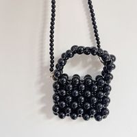 Women's Small Beads Solid Color Cute Beading Square Open Handbag sku image 5