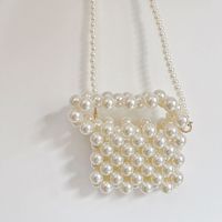 Women's Small Beads Solid Color Cute Beading Square Open Handbag sku image 4