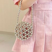 Women's Small Acrylic Beads Solid Color Cute Beading Hollow Round Open Crossbody Bag main image 5