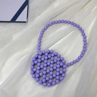 Women's Small Acrylic Beads Solid Color Cute Beading Hollow Round Open Crossbody Bag sku image 2