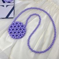 Women's Small Acrylic Beads Solid Color Cute Beading Hollow Round Open Crossbody Bag sku image 5