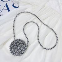 Women's Small Acrylic Beads Solid Color Cute Beading Hollow Round Open Crossbody Bag sku image 6