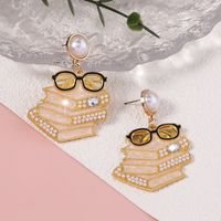 Pendientes Con Diseño Creativo Personalizado, Bonitos Y Exquisitos Libros, Pendientes De Gota De Doctor, Perlas De Imitación, Gafas De Moda, Pendientes De Nicho main image 3