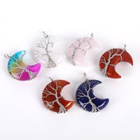 1 Piece 35 * 45mm Artificial Crystal Moon Life Tree Pendant main image 5