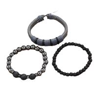 Retro Round Obsidian Beaded Men's Bracelets 1 Set main image 3