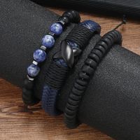 Retro Round Obsidian Beaded Men's Bracelets 1 Set sku image 3