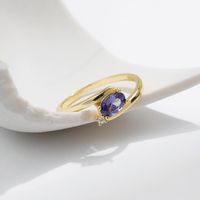 Sterling Silver 14K Gold Plated Retro Luxurious Novelty Inlay Oval Zircon Rings main image 1