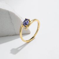 Sterling Silver 14K Gold Plated Retro Luxurious Novelty Inlay Oval Zircon Rings main image 5