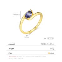Sterling Silver 14K Gold Plated Retro Luxurious Novelty Inlay Oval Zircon Rings main image 4