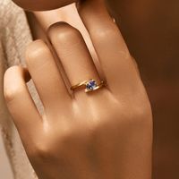 Sterling Silver 14K Gold Plated Retro Luxurious Novelty Inlay Oval Zircon Rings main image 3