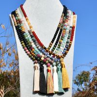 Wholesale Jewelry Casual Geometric Natural Stone Cotton Beaded Tassel Long Necklace main image 6