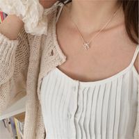 Sterling Silver Casual Chain Geometric Bow Knot Pendant Necklace main image 6