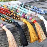 Wholesale Jewelry Casual Geometric Natural Stone Cotton Beaded Tassel Long Necklace main image 5