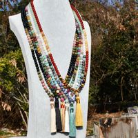 Wholesale Jewelry Casual Geometric Natural Stone Cotton Beaded Tassel Long Necklace main image 3