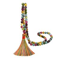 Wholesale Jewelry Casual Geometric Natural Stone Cotton Beaded Tassel Long Necklace main image 2