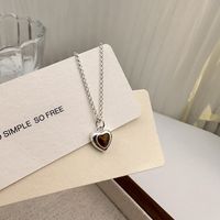 Sterling Silver Casual Chain Geometric Heart Shape Pendant Necklace main image 1