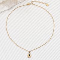 304 Stainless Steel 14K Gold Plated Elegant Simple Style Inlay Water Droplets Opal Pendant Necklace main image 3