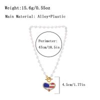 Wholesale Jewelry Retro Ethnic Style Heart Shape American Flag Alloy Gold Plated Pendant Necklace main image 2