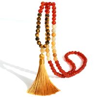 Wholesale Jewelry Casual Geometric Natural Stone Cotton Beaded Tassel Long Necklace sku image 1