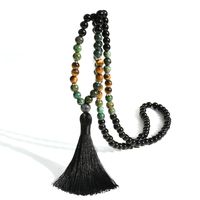 Wholesale Jewelry Casual Geometric Natural Stone Cotton Beaded Tassel Long Necklace sku image 4
