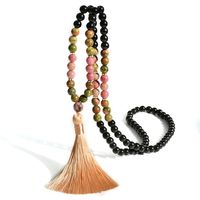 Wholesale Jewelry Casual Geometric Natural Stone Cotton Beaded Tassel Long Necklace sku image 5