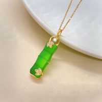 Chinoiserie Elegant Geometric Sterling Silver Plating Inlay Natural Chalcedony Pendant Necklace sku image 2