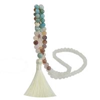 Wholesale Jewelry Casual Geometric Natural Stone Cotton Beaded Tassel Long Necklace sku image 2