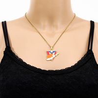 201 Stainless Steel 304 Stainless Steel 18K Gold Plated Ethnic Style Enamel Plating Flag None Pendant Necklace main image 5
