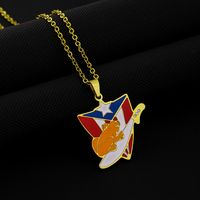 201 Stainless Steel 304 Stainless Steel 18K Gold Plated Ethnic Style Enamel Plating Flag None Pendant Necklace main image 4