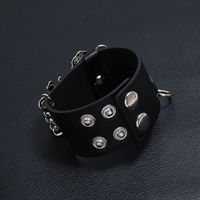 Retro Punk Cool Style Hand Skull Pu Leather Alloy Silver Plated Women's Bangle main image 6