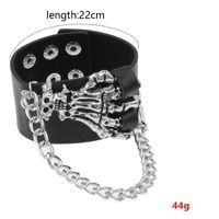 Rétro Punk Style Cool Main Crâne Faux Cuir Alliage Plaqué Argent Femmes Bracelet main image 2