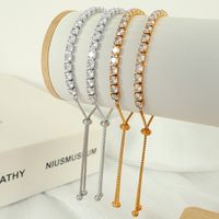 Acero Titanio Chapados en oro de 18k Básico Estilo Simple Embutido Geométrico Circón Pulsera main image 1