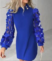 Women's Sheath Dress Sexy High Neck Long Sleeve Solid Color Knee-Length Holiday Daily main image 4