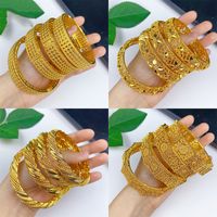 IG Style Simple Style Solid Color 24K Gold Plated Alloy Wholesale Bangle main image 1