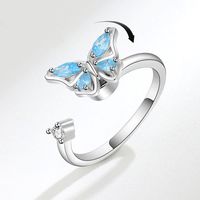 Elegant Simple Style Butterfly Copper Plating Zircon Anxiety Ring 1 Piece main image 1