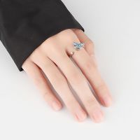 Elegant Simple Style Butterfly Copper Plating Zircon Anxiety Ring 1 Piece main image 5