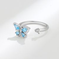 Elegant Simple Style Butterfly Copper Plating Zircon Anxiety Ring 1 Piece main image 4