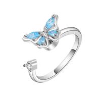 Elegant Simple Style Butterfly Copper Plating Zircon Anxiety Ring 1 Piece main image 2